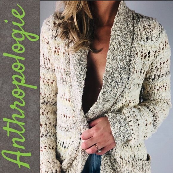 ANTHROPOLOGIE Knitted & Knotted Soubrette Open Knit Sequin Cardigan, Size XS - Picture 3 of 12